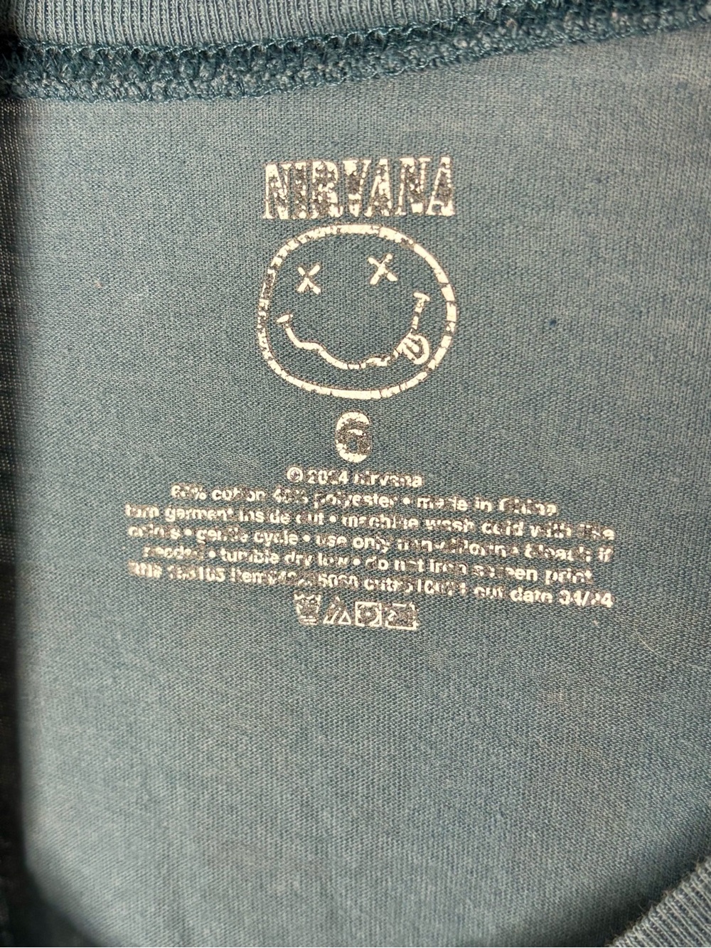 Torrid Teal Nirvana Graphic Tee with Cream Print Tshirt Plus Size - Picture 3 of 3